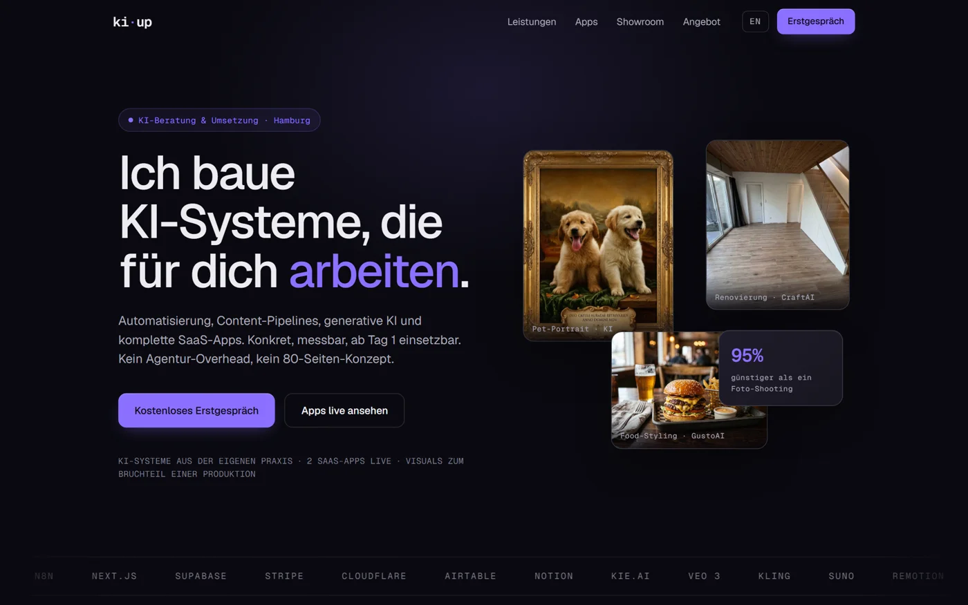 Diese Website als Beispiel einer KI-erstellten Webseite