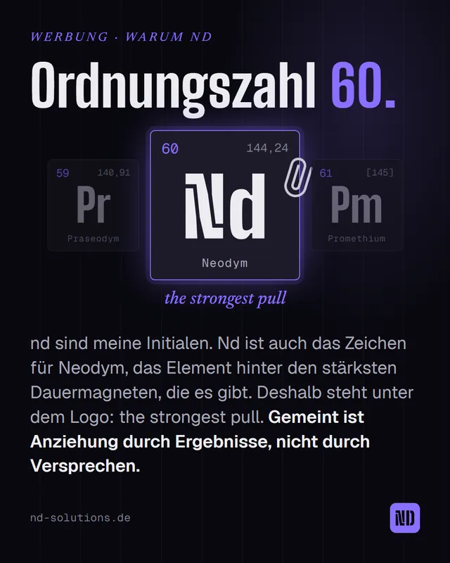 LinkedIn-Beitrag: Ordnungszahl 60, Neodym im Periodensystem